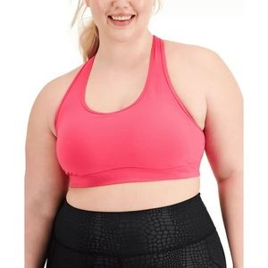 (A9) IDEOLOGY Womens Sports Bra Molten Pink Medium Impact Pullover, Size 4X, NWT